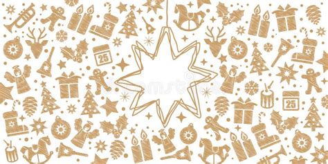 Christmas Star Banner With Golden Christmas Decoration And Space Vector