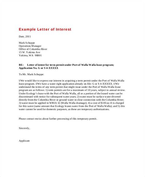 Letter Of Interest 12 Free Sample Example Format