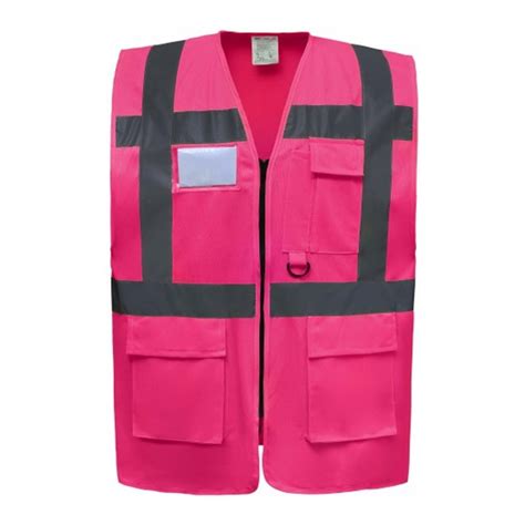 Gilet de sécurité à fermeture zippé rose personnalisé