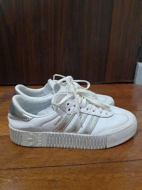 Adidas Samba Platform White/Silver, Women's Fashion, Footwear, Sneakers ...