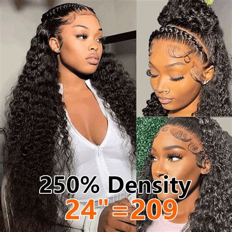 250 High Density Deep Wave 13x6 Full Lace Frontal Human Hair Wig