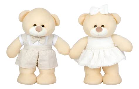 Pelúcia De Luxo Chá Revelação 2 Ursos Nude 30cm Nude Parcelamento sem juros
