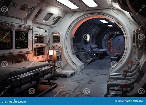 Interior of a Lunar Base Habitat Module Stock Illustration ...