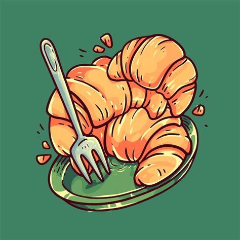 Ilustración De Croissant Dibujado A Mano Vector Premium