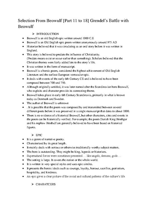 Module 3(3.1) Beowulf - This notes include Mahatma Gandhi University