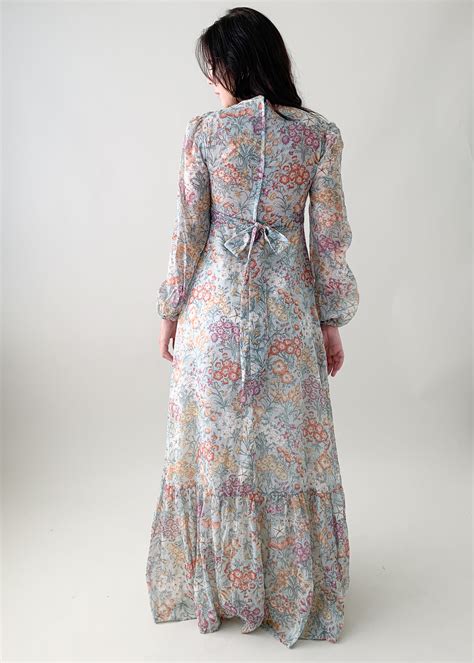 Vintage 1970s Floral Prairie Dress Raleigh Vintage