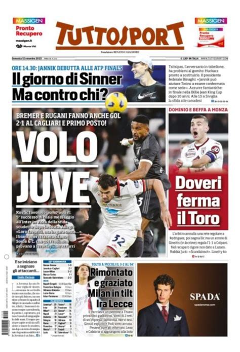 Revue De Presse Italienne Du 12 Novembre 2023 Tuttosport Corriere