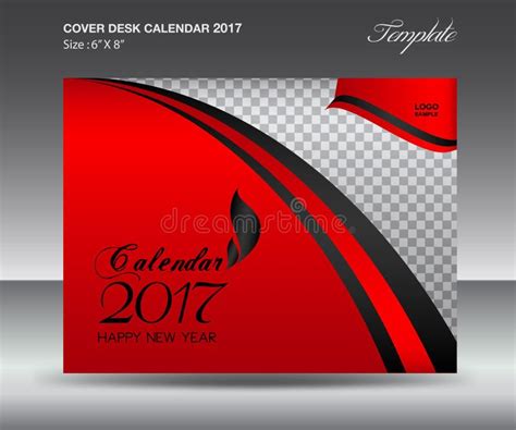 Desk Calendar 2017 Year Size 6x8 Inch Horizontal Red Cover Stock Vector Illustration Of