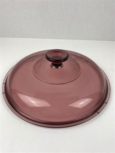 Vtg Pyrex Visions Corning Ware Cranberry Purple Glass Lid V C