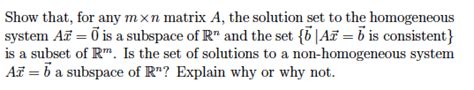 Solved Let A Be An Mxn Matrix Show That The Set Of All