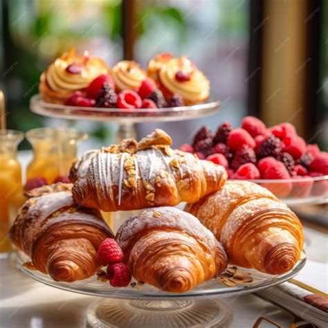 Premium AI Image | Assortment of French Pastries and Glossy Croissant