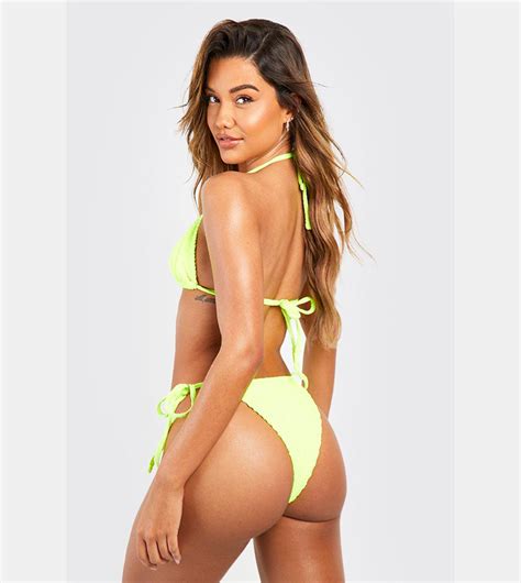 Buy Boohoo Crinkle Tie Side Bikini Brief In Yellow Thstreet Uae