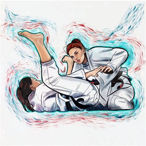 Female Jiu Jitsu Illustration Made On Procreate With Ipadpro Drawing Of Two Girls Rolling