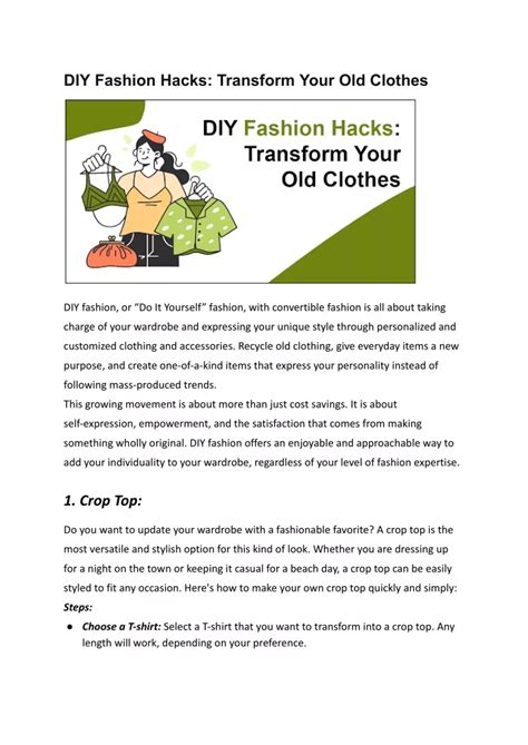 PPT DIY Fashion Hacks Transform Your Old Clothes PowerPoint