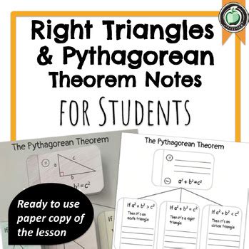 Right Triangles And The Pythagorean Theorem Notes By Pachysan Tpt