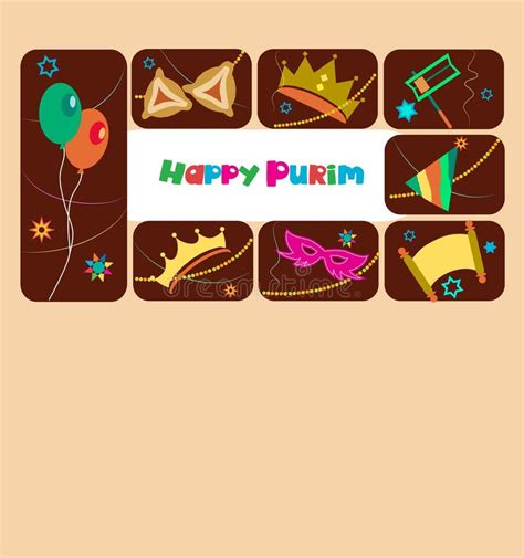 Happy Purim Jewish Holiday Greeting Card Stock Vector Illustration Of