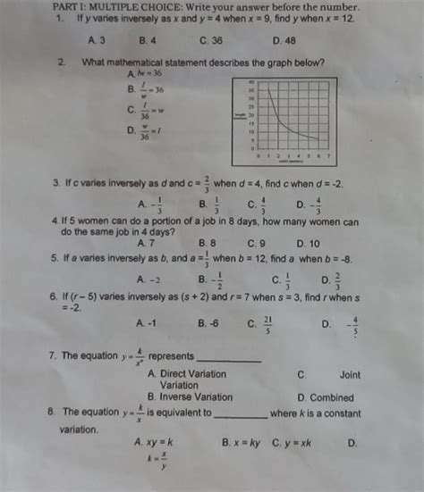 Solved Part I Multiple Choice Write Your Answer Before The Number