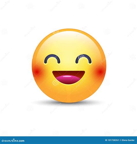 Fun Yellow Cartoon Emoji Face with Smile and Open Eyes. Cute Vector ...