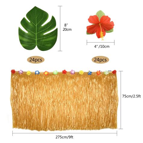 Buy KUUQA Luau Hawaiian Grass Table Skirt And 48 Pcs Artificial