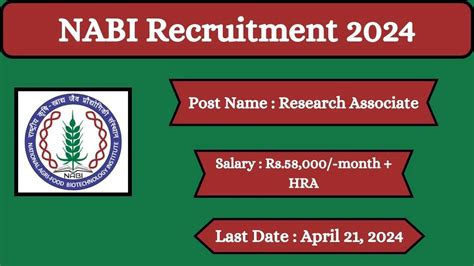 Nabi Recruitment 2024 Check Posts Pay Scale Qualification Age Limit