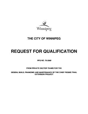 Fillable Online Winnipeg THE CITY OF WINNIPEG REQUEST FOR QUALIFICATION