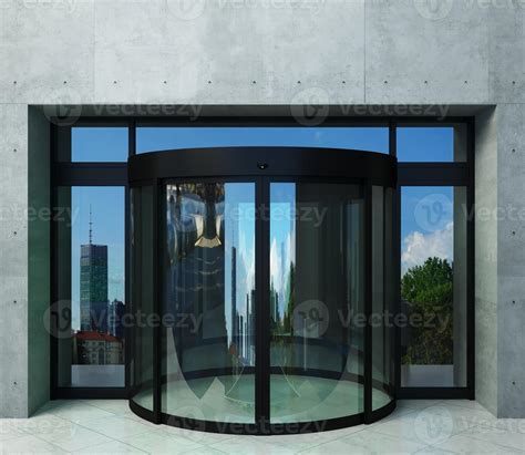 Automatic half round glass modern door facade mockup 22965451 Stock