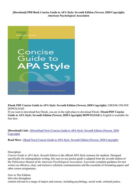 [download Pdf] Concise Guide To Apa Style Seventh Edition Newest 2020 Copyright American