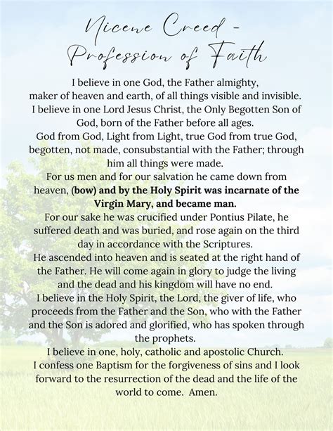 Nicene Creed Catholic Profession Of Faith Catholic Prayers Earth And Sky