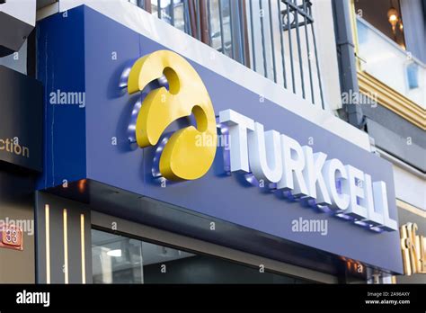 ISTANBUL, TURKEY -November-11, 2019: TURKCELL sign Turkcell is a Turkish mobile phone operator ...