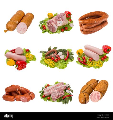 set of a different meat products Stock Photo - Alamy