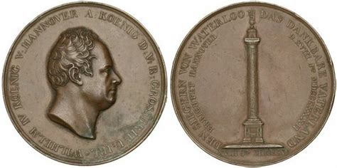 Medal William IV Waterloo Monument Kingdom Of Hannover Numista