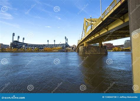 Yellow Bridges Over The Allegheny River In Pittsburgh Pennsylvania