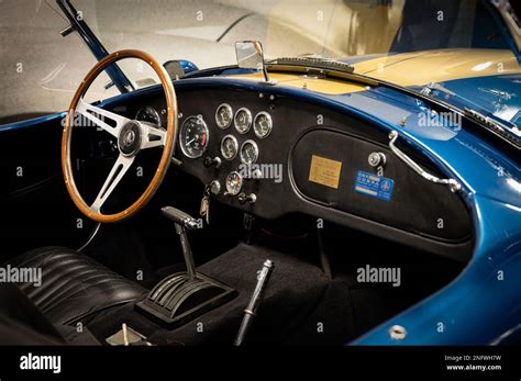 The interior detail of an exclusive AC Shelby Cobra, classic racing car Stock Photo - Alamy