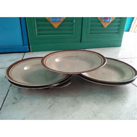 Jual Diskon Piring Porselen Lis Coklat Inch Piring Makan Piring