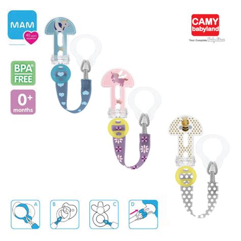 Mam Clip It Baby Pacifier Holder Assorted Colours Tali Pemegang