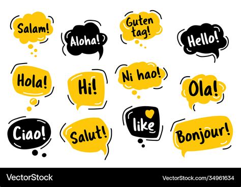 Speech Bubble Hello In Different Languages Vector Image