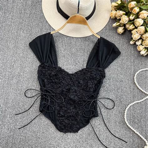 sexy lace  cut vest female summer sling vest waist retraction