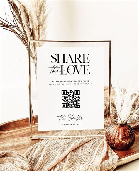 Wedding QR Code Sign Template Share The Love QR Code Sign Modern