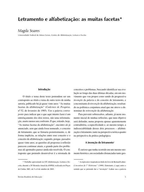 Citação De Magda Soares Alfabetização E Letramento - Letramento e Alfabetização Magda Soares | PDF