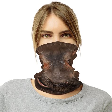 Hippo Face Neck Gaiter Face Mask Hippo Bandana 3d Etsy