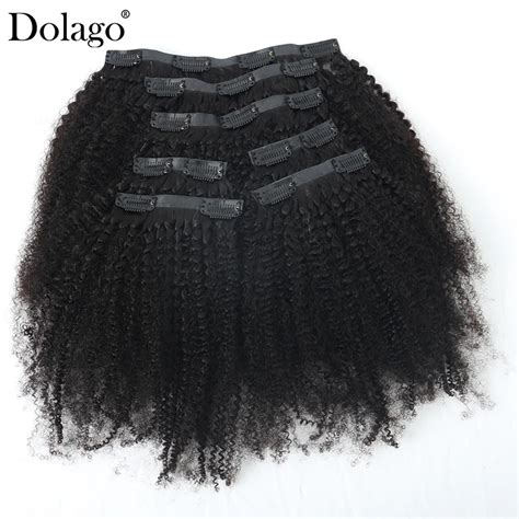 Afro Kinky Curly Seamless Clip In Human Hair Extensions 4b 4c Brazilian