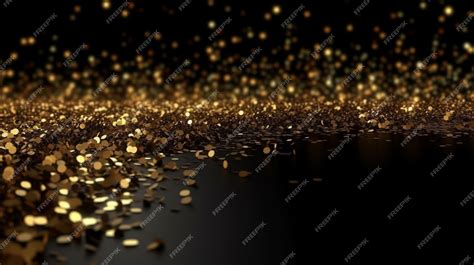 Premium AI Image | A black background with gold confetti and gold confetti.