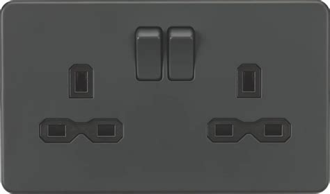 Knightsbridge 13A 2 Gang DP Switched Double Socket Anthracite With