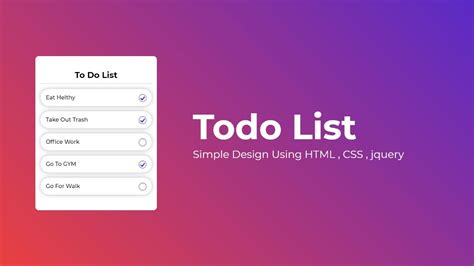 How To Create A To Do List Using Html Css And Jquery Simple Todo List