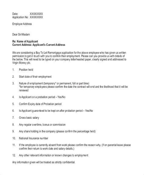 Letter Of Employment For Mortgage Template