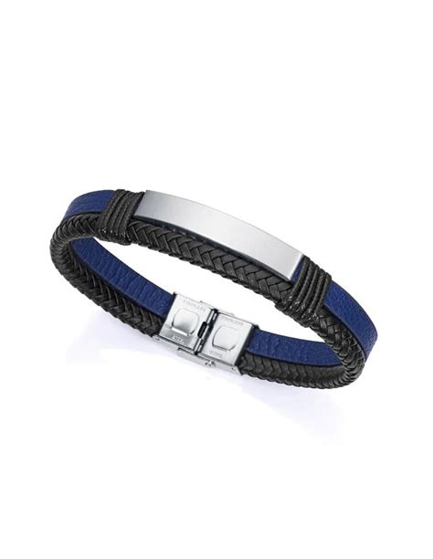 Pulsera Viceroy P Magnum Cuero Negro Y Azul