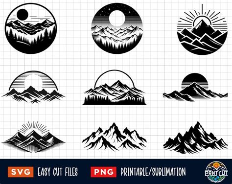 30 Mountain Svg Png Bundle Mountain Sunset Svg Mountain Png