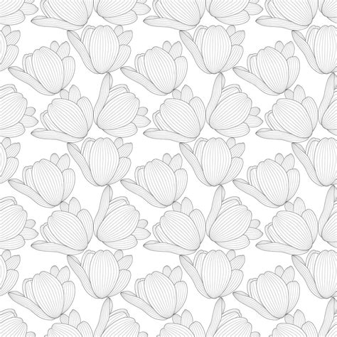 Vector Illustration Of A Seamless Black And White Tulip Pattern With