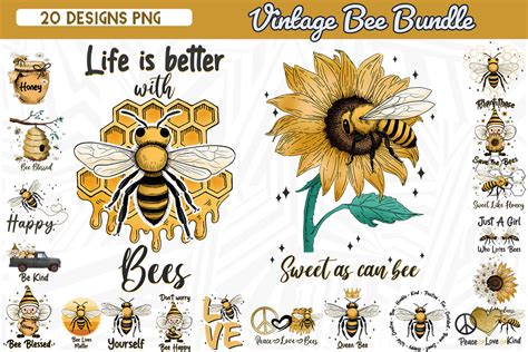 Vintage Bee Sublimation Bundle Graphic By Zanynoti · Creative Fabrica