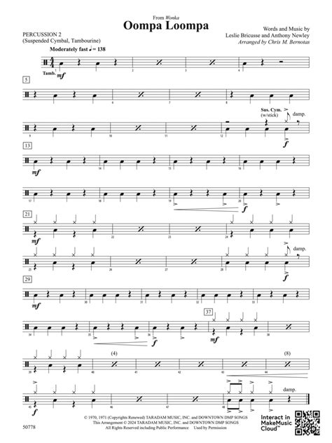 Oompa Loompa 2nd Percussion Percussion Digital Sheet Music Sheet